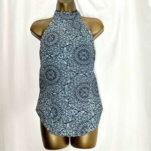 Ksubi halter top blue embroidered size small